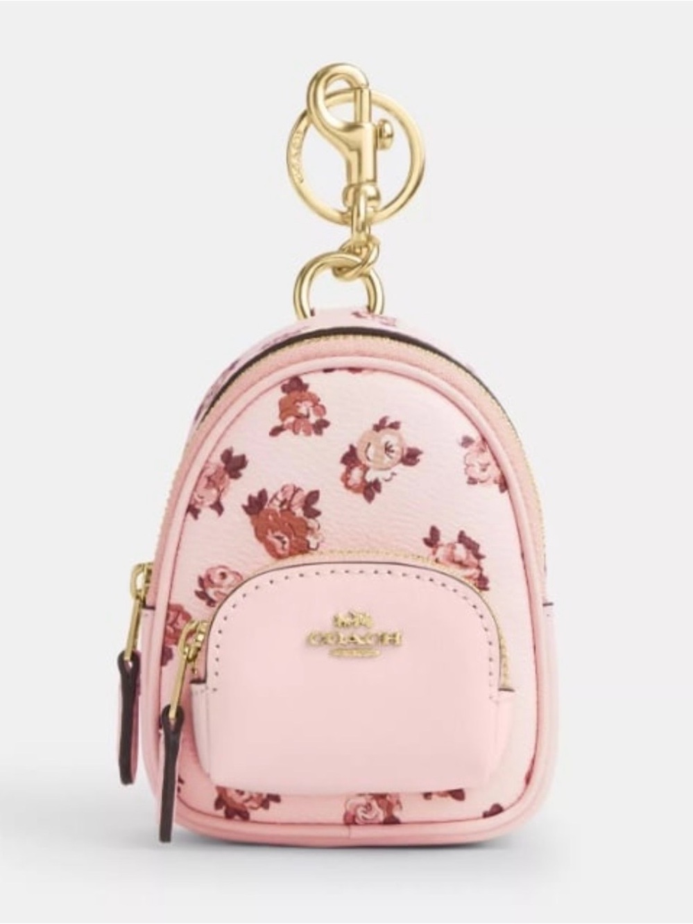 Coach Mini Court Backpack Bag Charm With Rosette Print CAA68 NWT